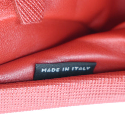 PRADA East-West Frame Saffiano Leather Clutch Bag Red