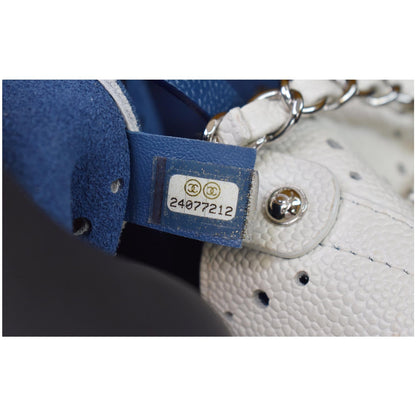 Chanel CC Drawstring Medium Perforated Caviar Bucket Bag White - 15% OFF