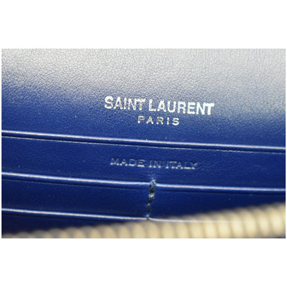 YVES SAINT LAURENT Sunset Medium Crocodile Leather Crossbody Bag Blue