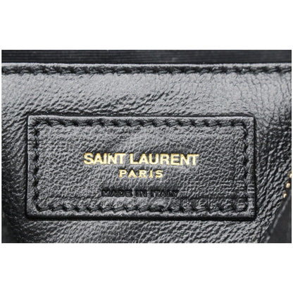 YVES SAINT LAURENT 80's Vanity Quilted Grain De Poudre Leather Shoulder Bag Black