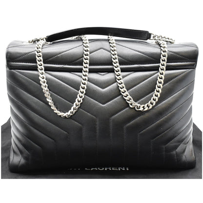 YVES SAINT LAURENT Large Loulou Matelasse Leather Chain Shoulder Bag Black