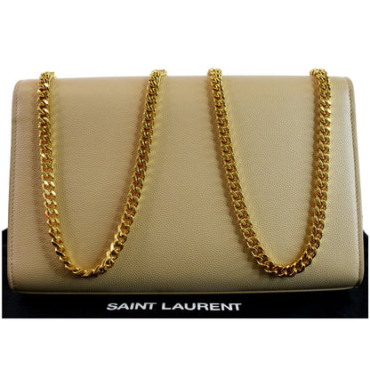 YVES SAINT LAURENT Kate Small Grain De Poudre Crossbody Bag Beige
