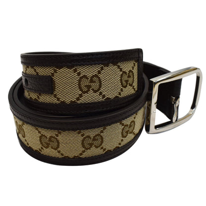 GUCCI GG Canvas Leather Belt Beige Size 90/36 - 25% OFF