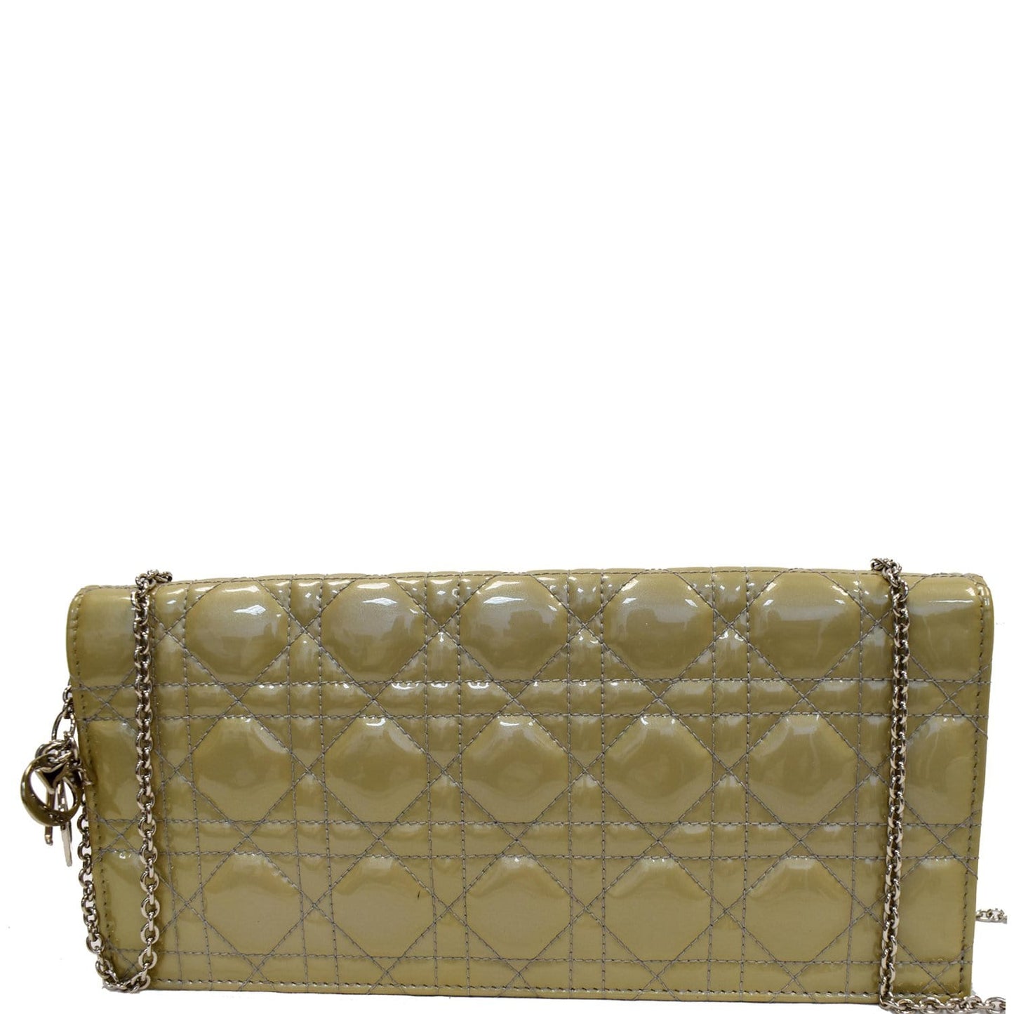 CHRISTIAN DIOR Quilted Patent Leather Lady Dior Clutch Bag