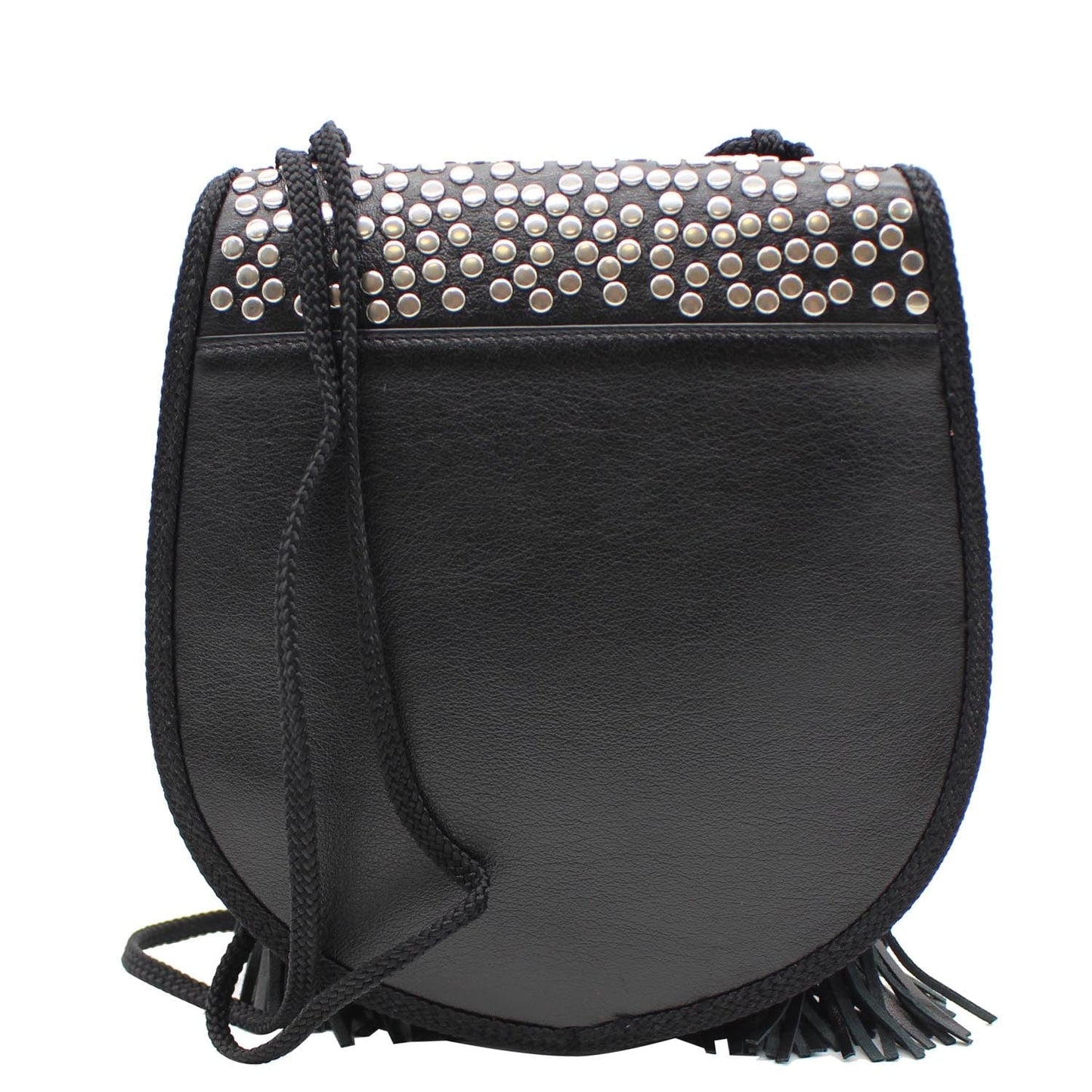YVES SAINT LAURENT Opium 2 Studded Leather Tassel Bag Black