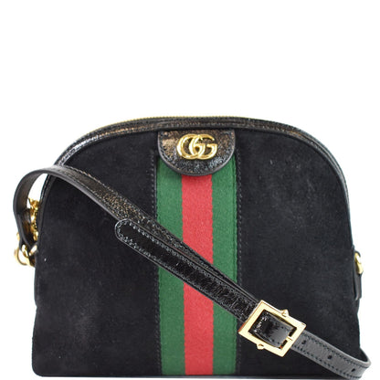 GUCCI Ophidia GG Small Suede Shoulder Bag Black 499621