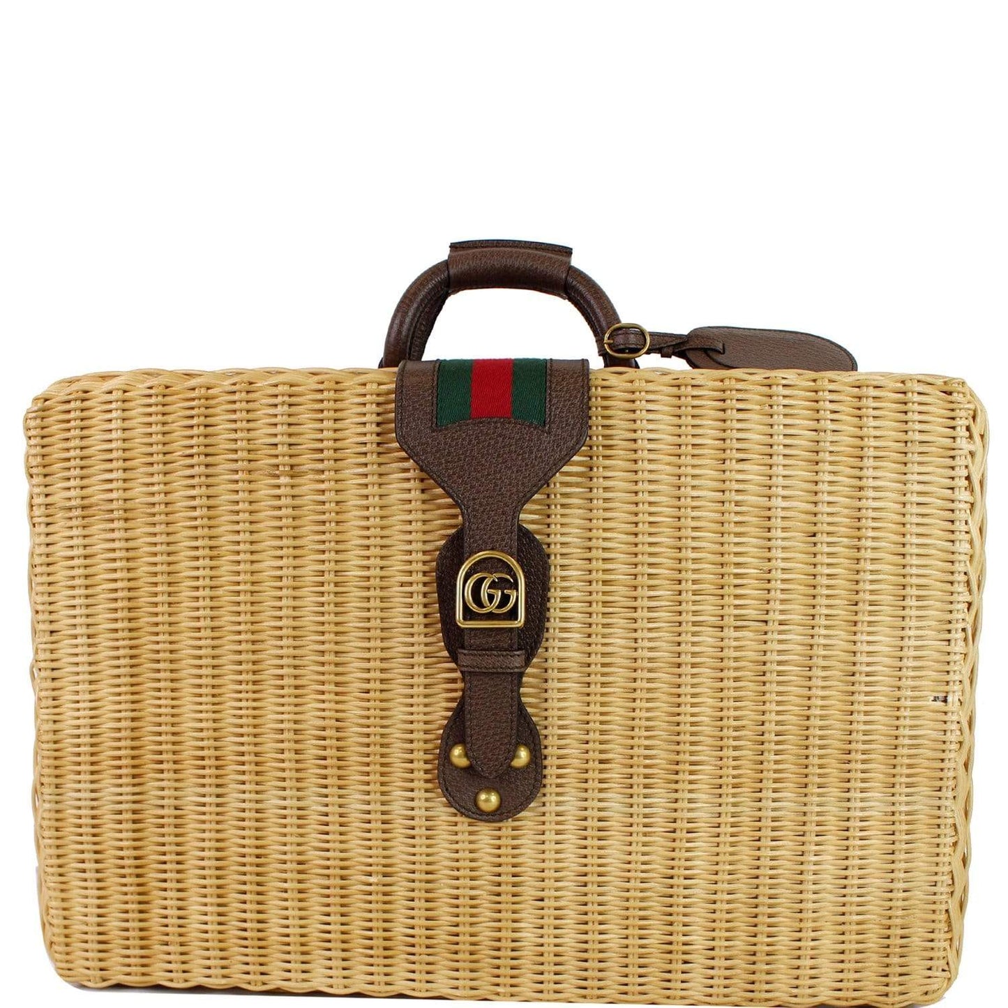 GUCCI Neutral Wicker suitcase Tan 524239 - Final Sale