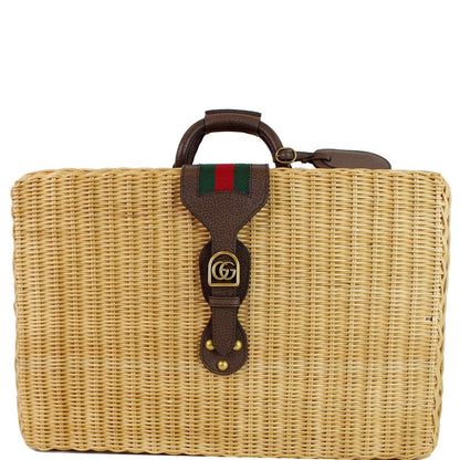 GUCCI Neutral Wicker suitcase Tan 524239 - Final Sale