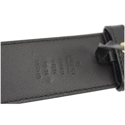 GUCCI Double G Buckle Black Leather Belt Black 406831