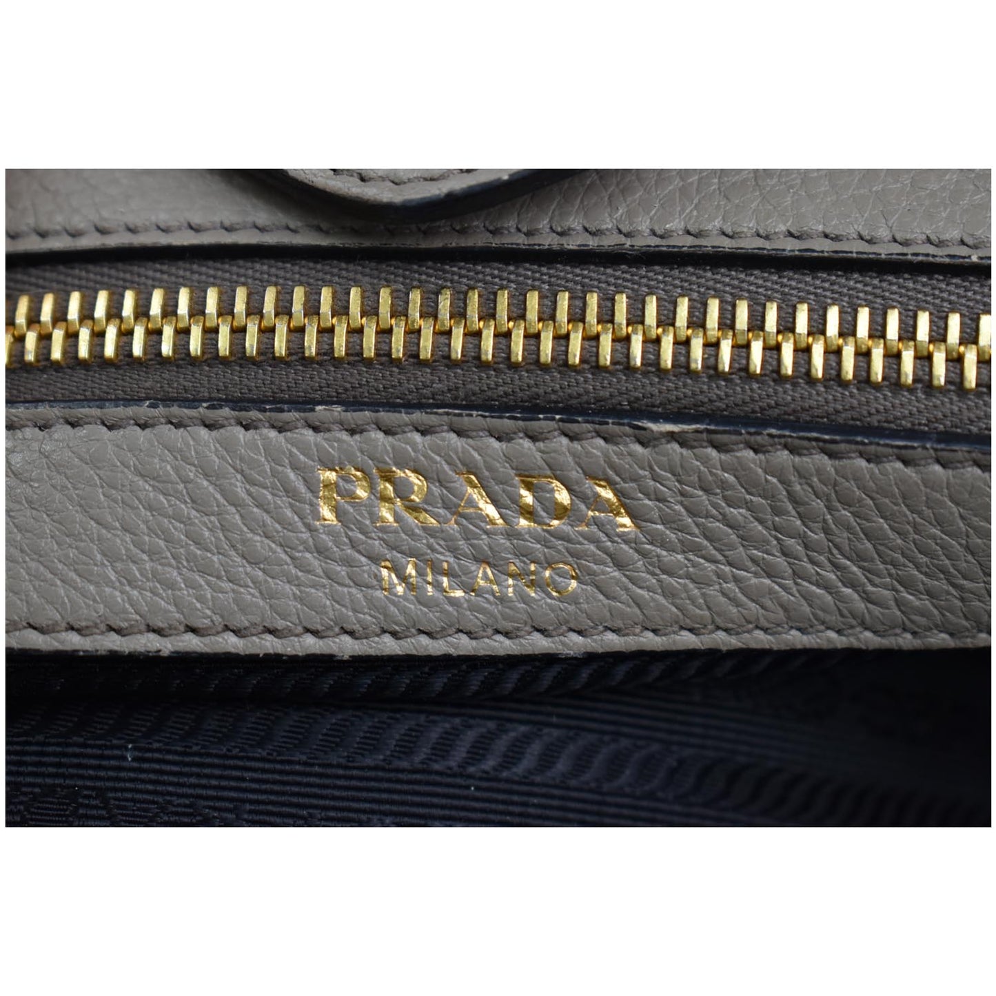PRADA Calf Leather Tote Bag Clay Gray