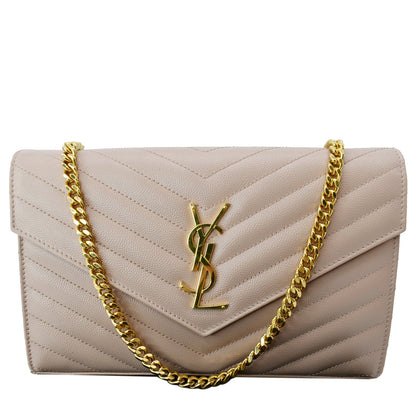 YVES SAINT LAURENT Grain De Poudre Chain Wallet Pink