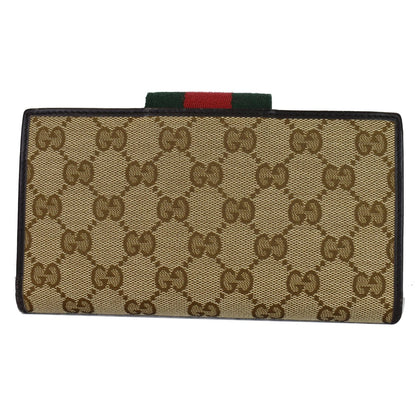 GUCCI Monogram Ladies Web GG Canvas Continental Wallet Beige 181668