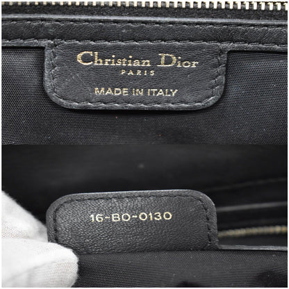 CHRISTIAN DIOR Cannage New Lock Flap Leather Shoulder Bag Black