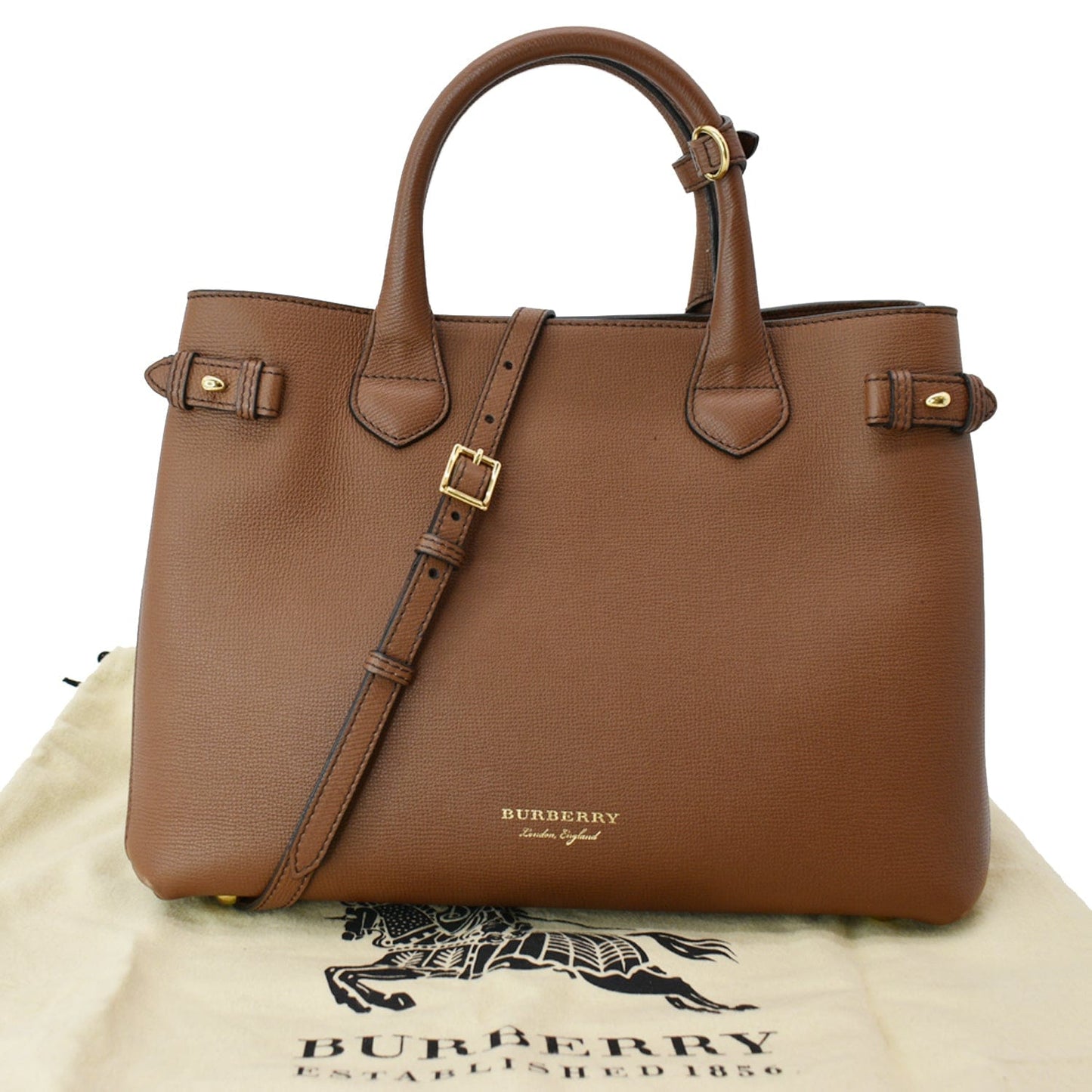 BURBERRY Banner Medium House Check Tote Bag Tan