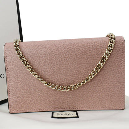 GUCCI Dollar Interlocking G Calfskin Leather Chain Wallet Crossbody Bag Soft Pink 510314