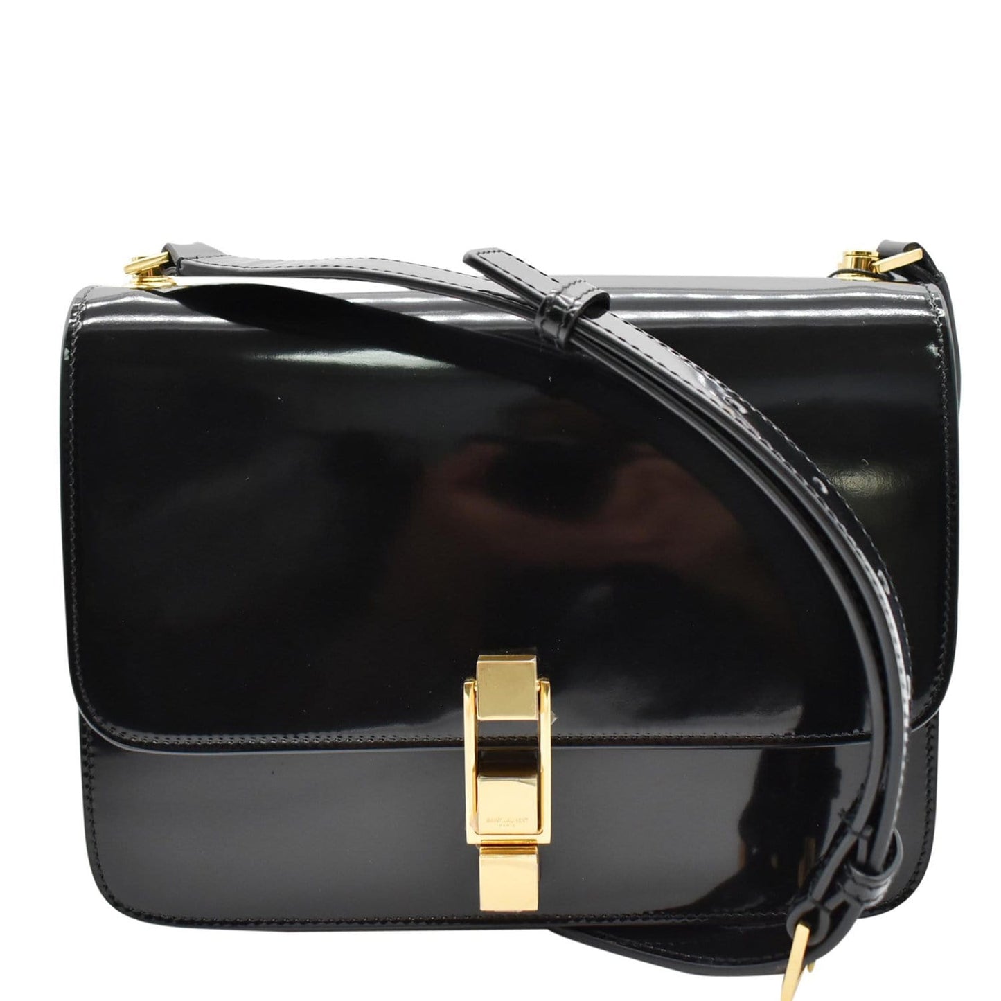 YVES SAINT LAURENT Le Carre Patent Leather Shoulder Bag Black - Final Sale