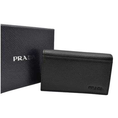 PRADA Saffiano Leather Active Card Holder Wallet Black- 15% OFF