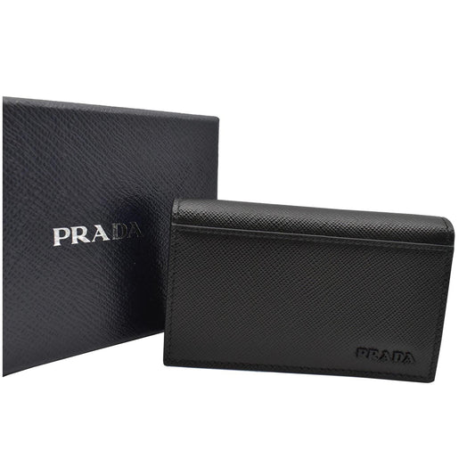 PRADA Saffiano Leather Active Card Holder Wallet Black- 15% OFF
