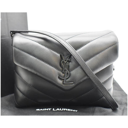 YVES SAINT LAURENT Loulou Toy Matelasse Leather Crossbody Bag Black