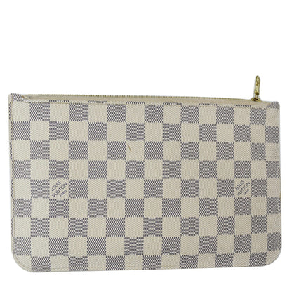 LOUIS VUITTON Neverfull  Damier Azur Pochette Wristlet Pouch White
