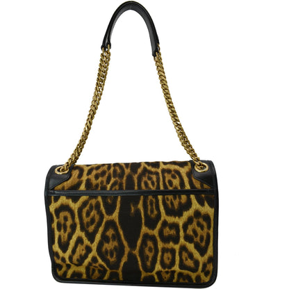 YVES SAINT LAURENT Niki Medium Leopard Print Leather Shoulder Bag Multicolor