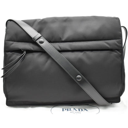 PRADA Large Padded Re-Nylon Shoulder Bag Black