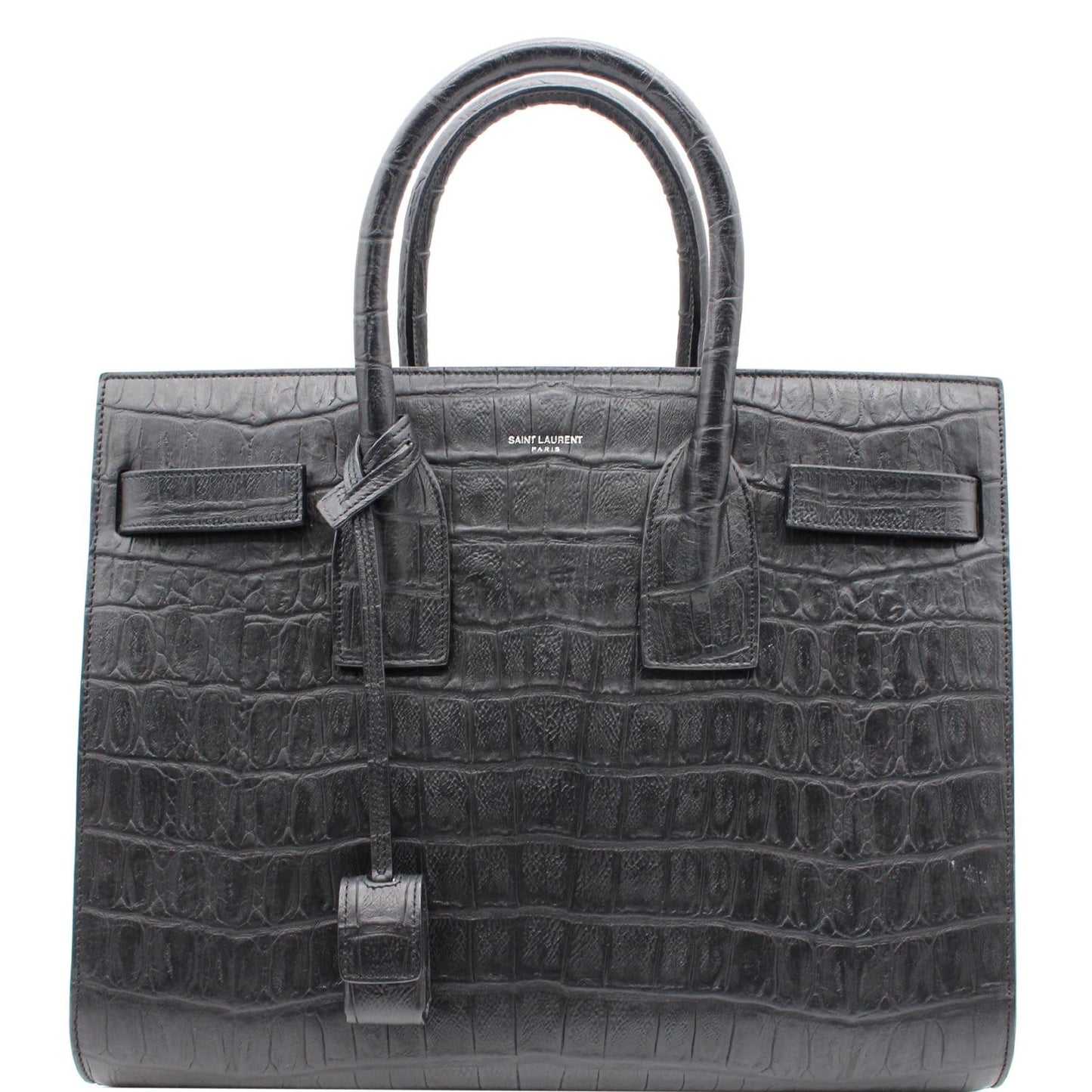 YVES SAINT LAURENT Sac de Jour Small Crocodile-Embossed Satchel Bag Black