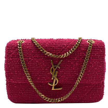 YVES SAINT LAURENT Jamie Medium Carre Rive Gauche Quilted Boucle Shoulder Bag Pink