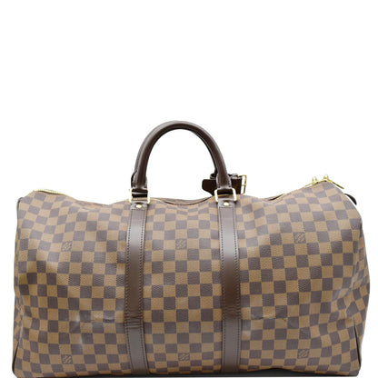 LOUIS VUITTON Keepall 50 Damier Ebene Travel Bag Brown