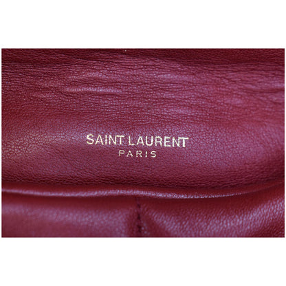 YVES SAINT LAURENT Small Loulou Puffer Quilted Lambskin Leather Crossbody Bag Red