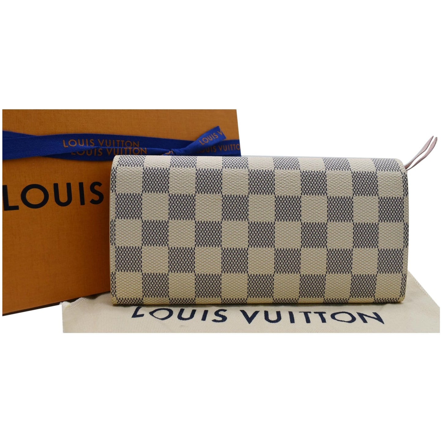 LOUIS VUITTON Emilie Damier Azur Wallet White