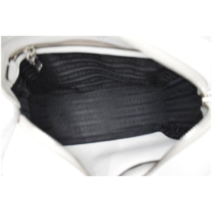 PRADA City Palm Tree Print Calfskin Leather Camera Bag White