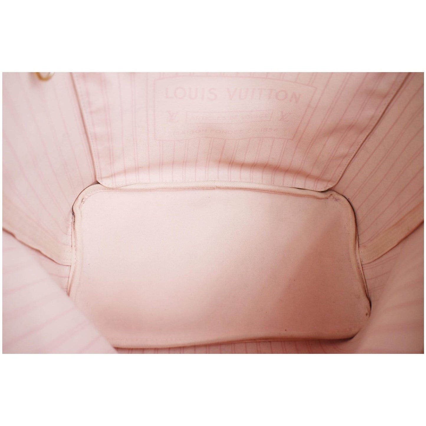 LOUIS VUITTON Neverfull MM Damier Azur Tote Bag Rose Ballerine