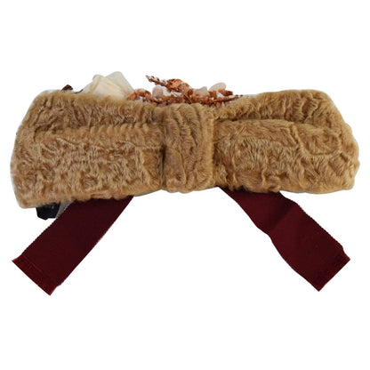 GUCCI Fur Beetle Headband Beige