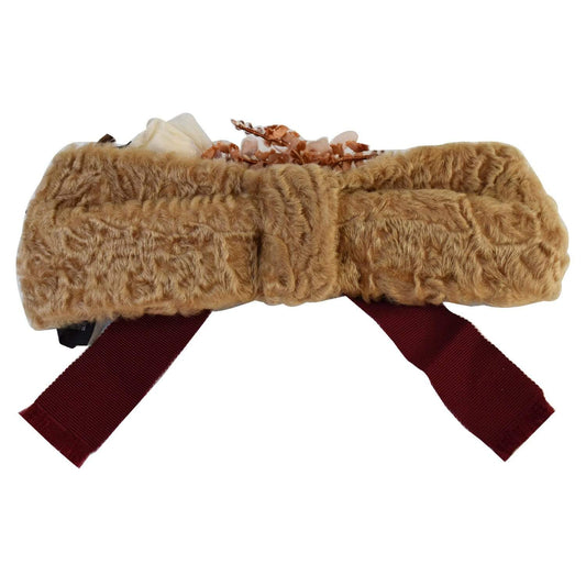 GUCCI Fur Beetle Headband Beige