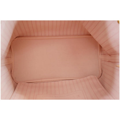 LOUIS VUITTON Neverfull MM Damier Azur Tote Shoulder Bag Rose Ballerine