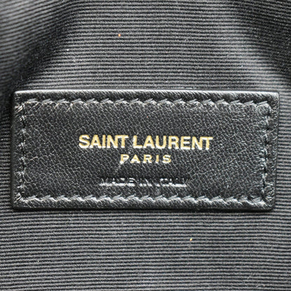 YVES SAINT LAURENT Uptown Envelope Grain De Poudre Leather Clutch Black