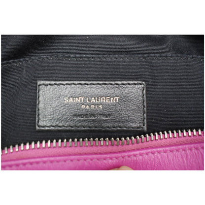 YVES SAINT LAURENT Lou Chevron Leather Camera Crossbody Bag Pink