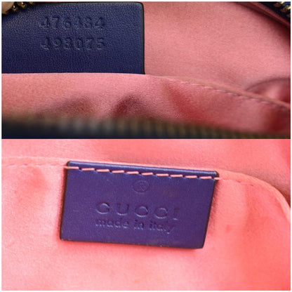 GUCCI GG Marmont Matelasse Velvet Belt Bag Blue 476434