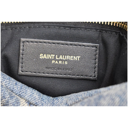 YVES SAINT LAURENT Vintage Puffer Medium Denim Canvas Shoulder Bag Blue