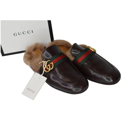 GUCCI Princetown Fur Leather Slipper Cocoa Brown US 7 - 25% OFF