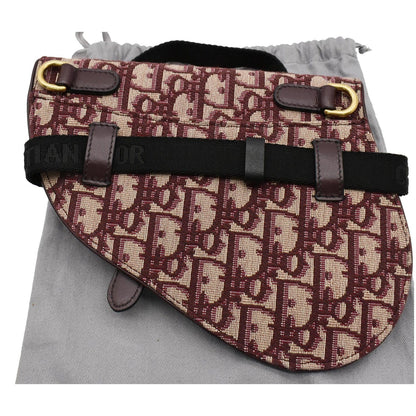 CHRISTIAN DIOR Saddle Oblique Jacquard Belt Bag Burgundy