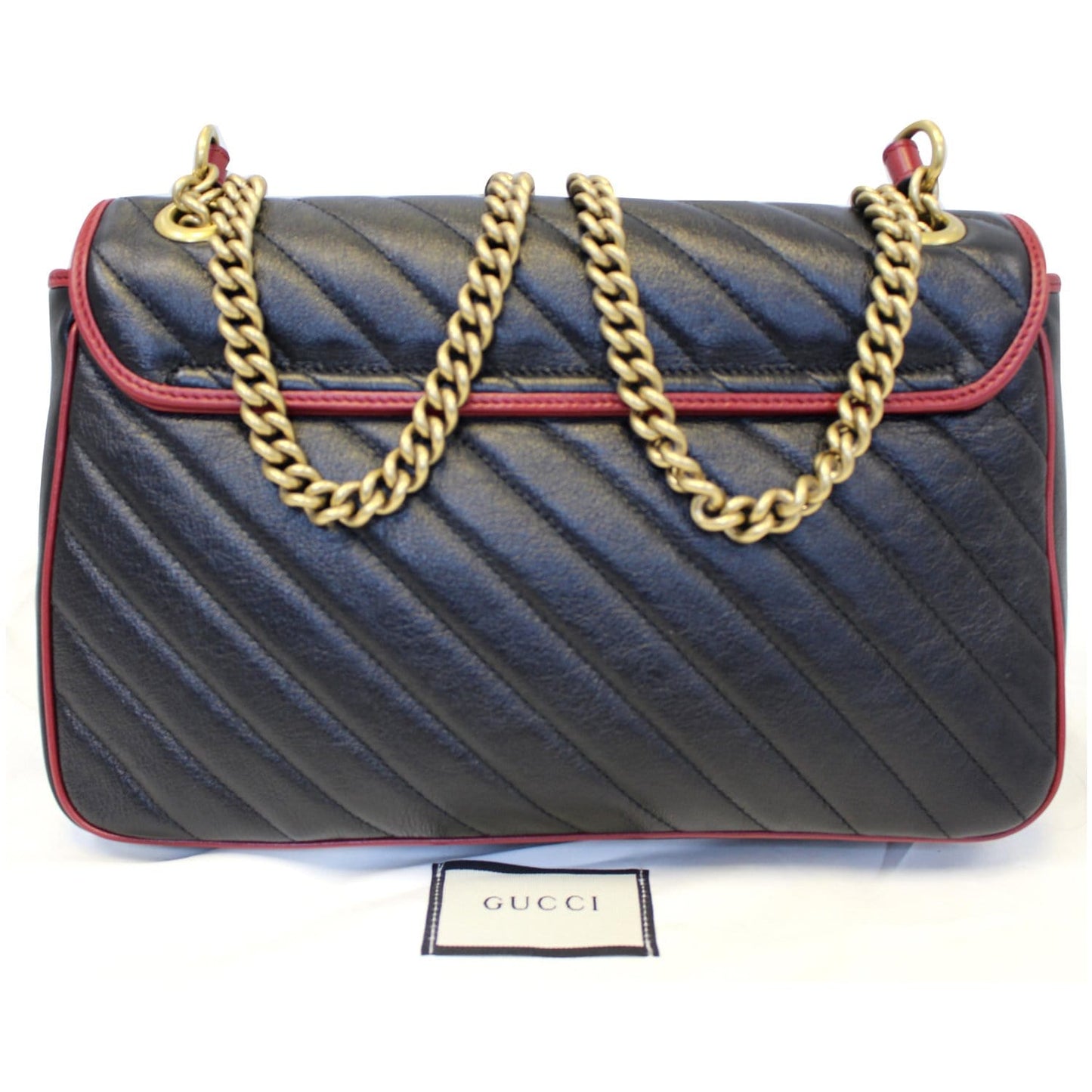 GUCCI GG Marmont Matelasse Leather Shoulder Bag Black/Red 443496