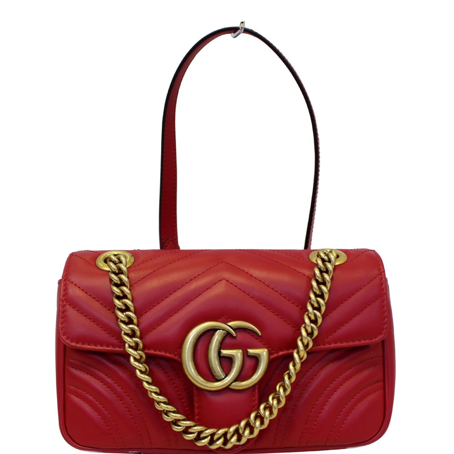 GUCCI GG Marmont Mini Leather Shoulder Crossbody Bag Red 446744