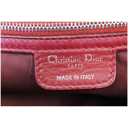 CHRISTIAN DIOR Medium Flap Cannage Leather Shoulder Bag Red