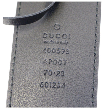 GUCCI Double G Buckle Black Leather Belt Size 35