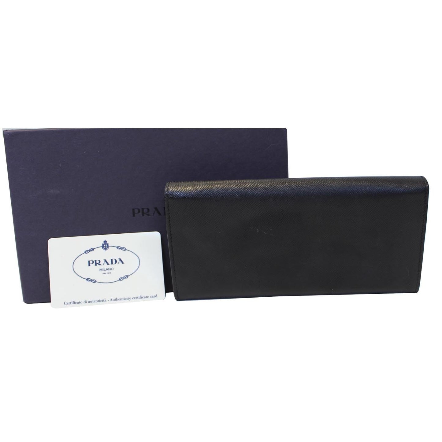 PRADA Saffiano Triangle Continental Flap Wallet