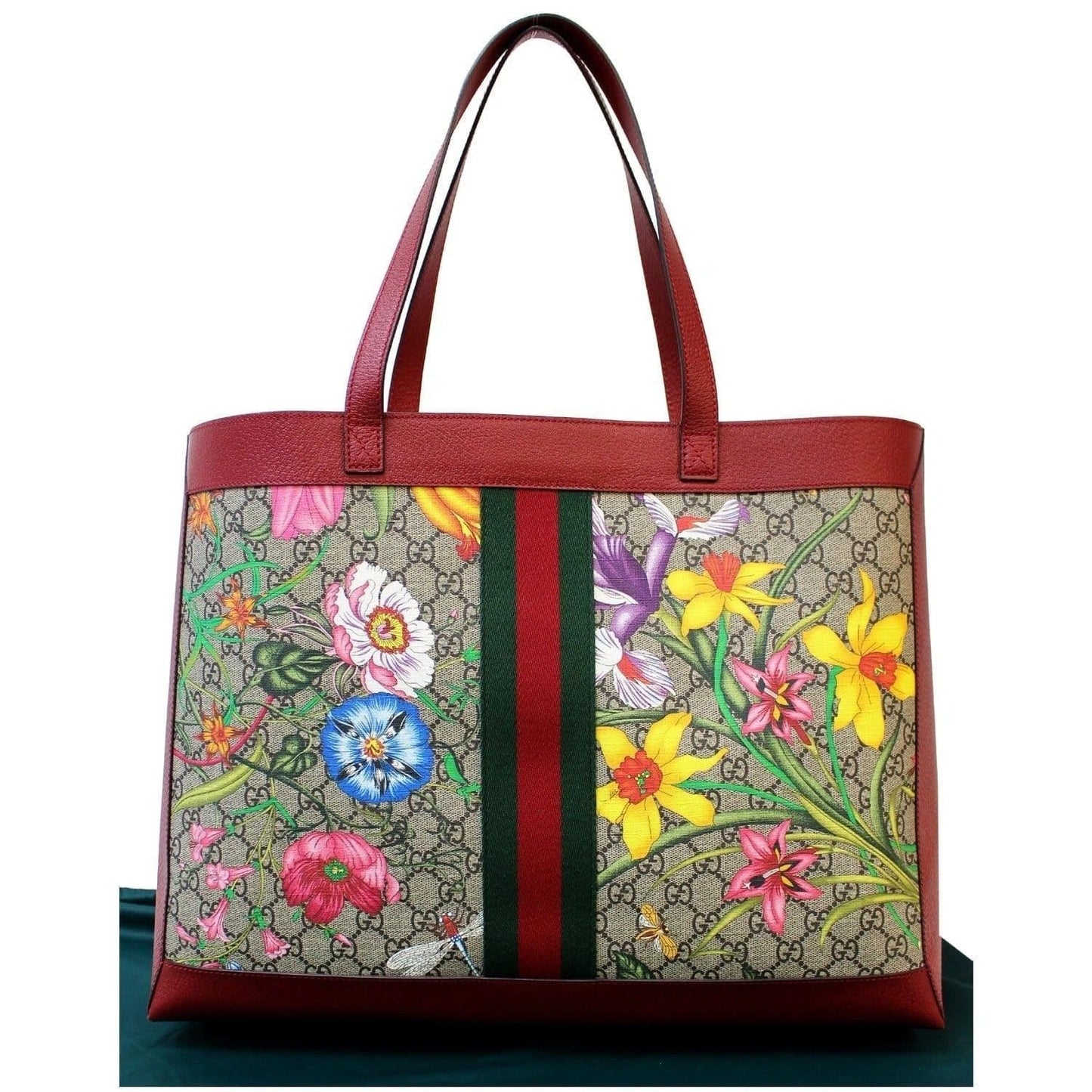 GUCCI Ophidia GG Flora Medium Tote Bag Red 547947