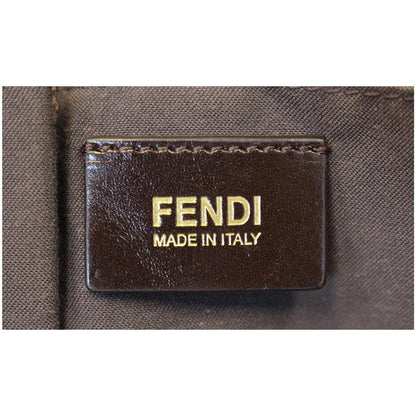 FENDI Tobacco Pequin Stripe Canvas Large Tote Bag Magenta