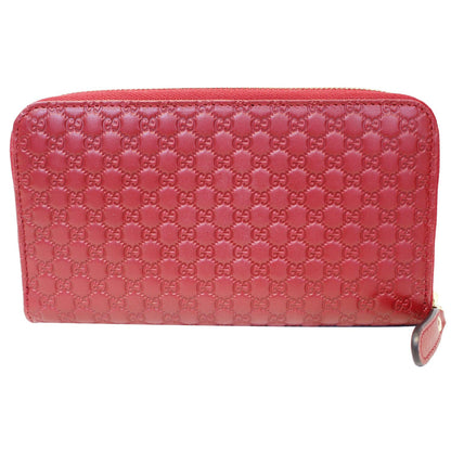GUCCI Micro GG Guccissima Leather Zip Around Wallet Red